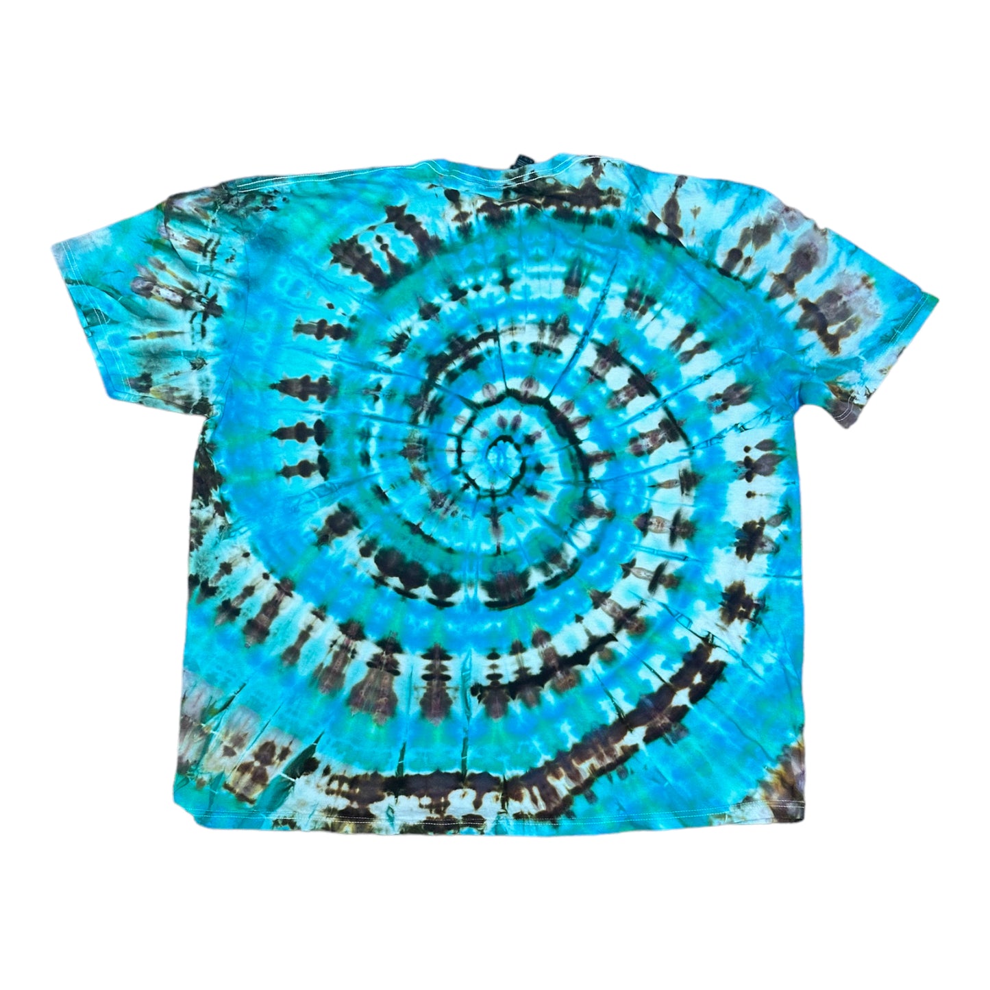 Adult 3XL Blue and Brown Spiral Ice Dye Tie Dye Shirt