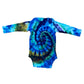 Infant 12 Month Blue Purple and Green Spiral Ice Dye Tie Dye Long Sleeve Onesie