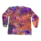 Youth Large Purple Orange and Green Scrunch Ice Dye Tie Dye Long Sleeve Shirt