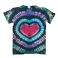 Adult Small Red Blue and Green Heart Reverse Tie Dye Shirt