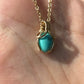 Sterling Silver | 14KT Gold Filled Mini Teardrop Turquoise Wishbone Wire Wrapped Pendant