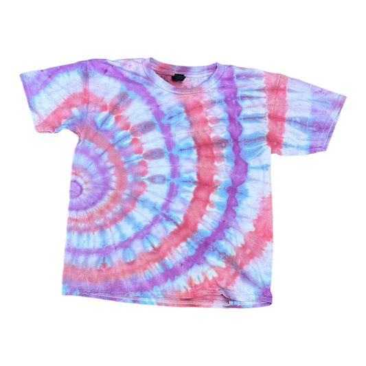 Youth Medium Blue Purple and Pink Side Spiral Ice Dye Tie Dye Shirt