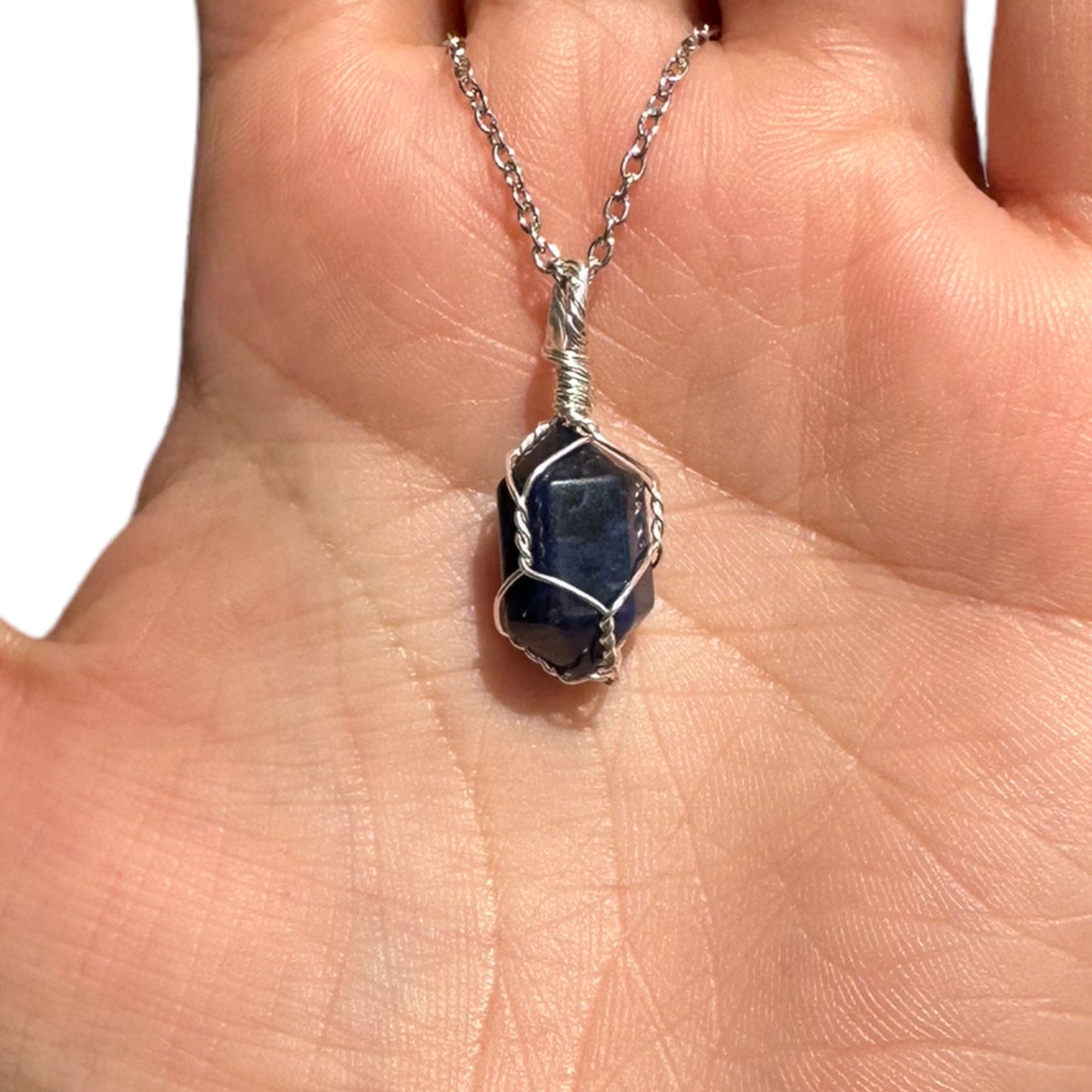 Sterling Silver | 14KT Gold Filled Sodalite Mini Cage Pendant