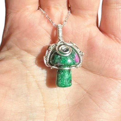Sterling Silver | 14KT Gold Filled Ruby Zoisite Wire Wrapped Crystal Pendant