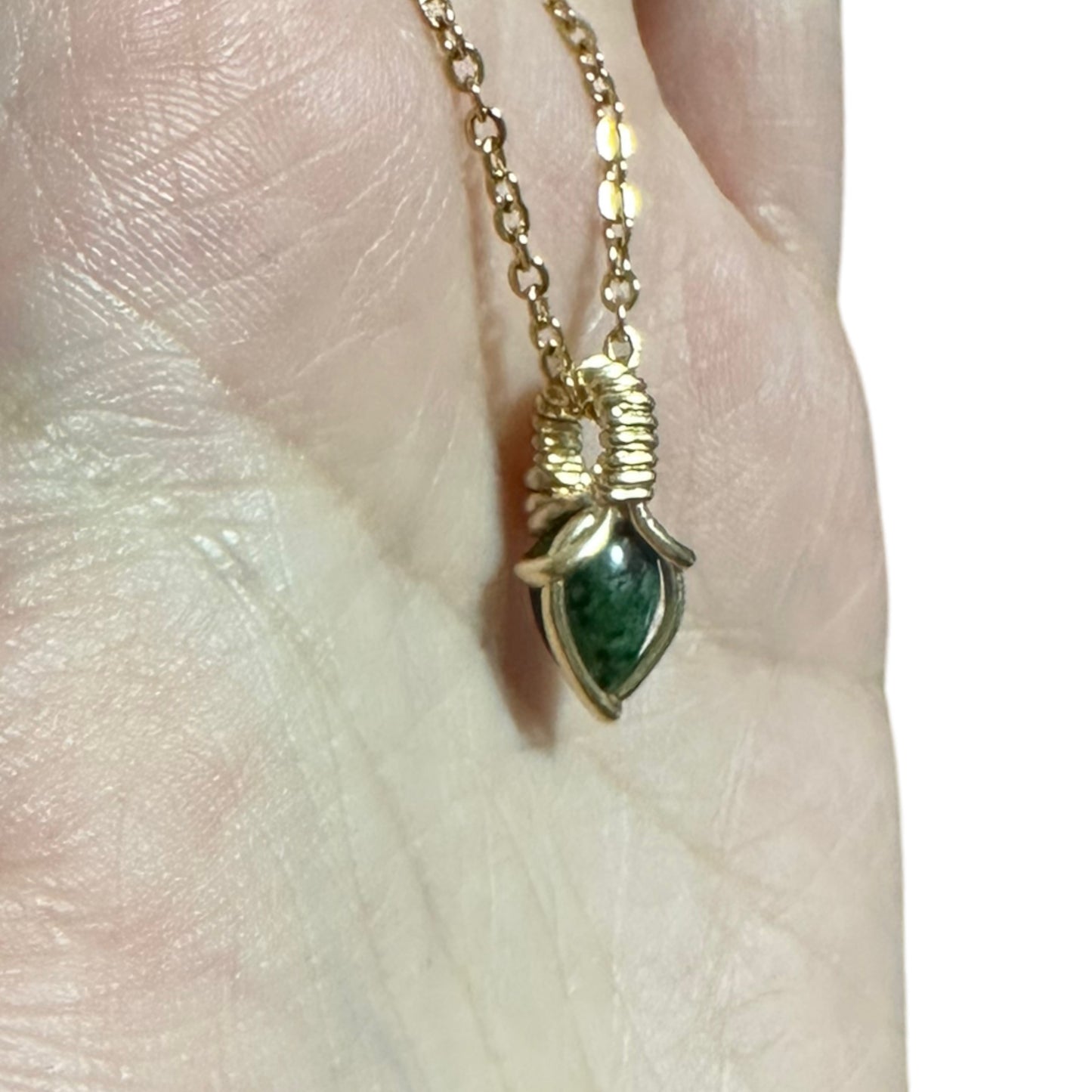 Sterling Silver | 14KT Gold Filled Mini Teardrop Ruby Fuchsite Wishbone Wire Wrapped Pendant