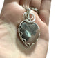 Sterling Silver Wire Wrapped Rhodonite Heart Crystal Triangle Bezel Pendant