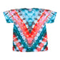 Youth Large Teal Black Red and White V Ice Dye Tie Dye Shirt
