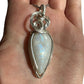 Sterling Silver Wire Wrapped Rainbow Moonstone Crystal Bezel Pendant