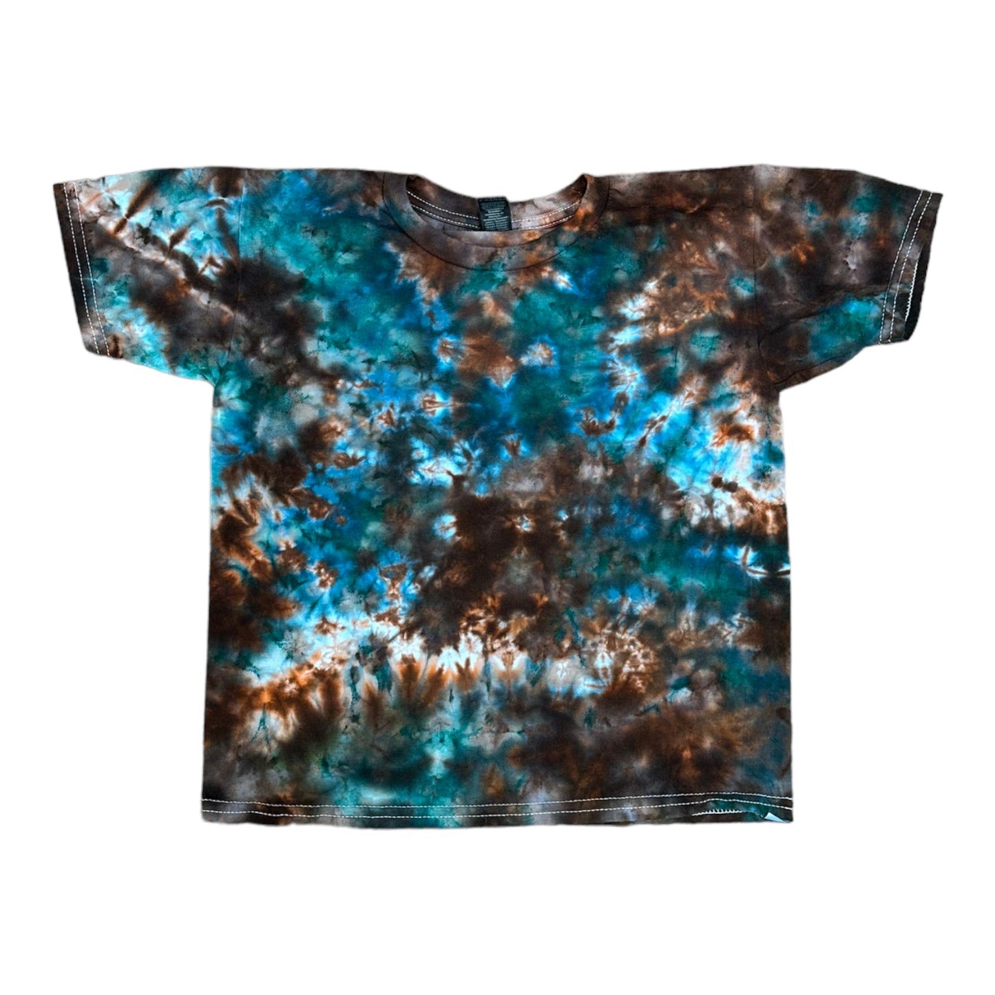 Youth Small Brown Orange and Blue Scrunch Ice Dye Tie Dye*