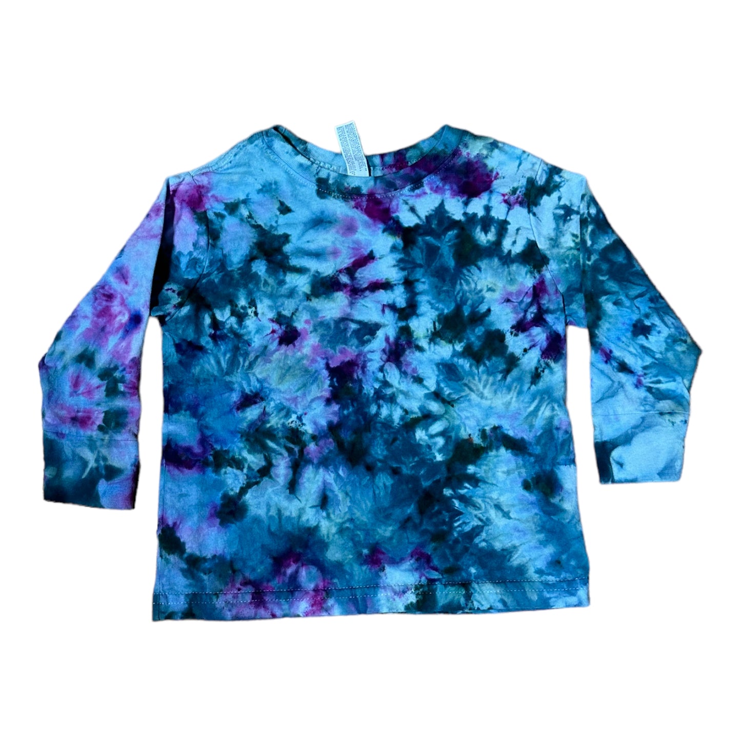Toddler 2T Navy Blue and Purple Scrunch Ice Dye Tie Dye Long Sleeve Shirt