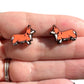 Natural | Hand Painted Hypoallergenic Corgi Dog Laser Engraved Wooden Earrings