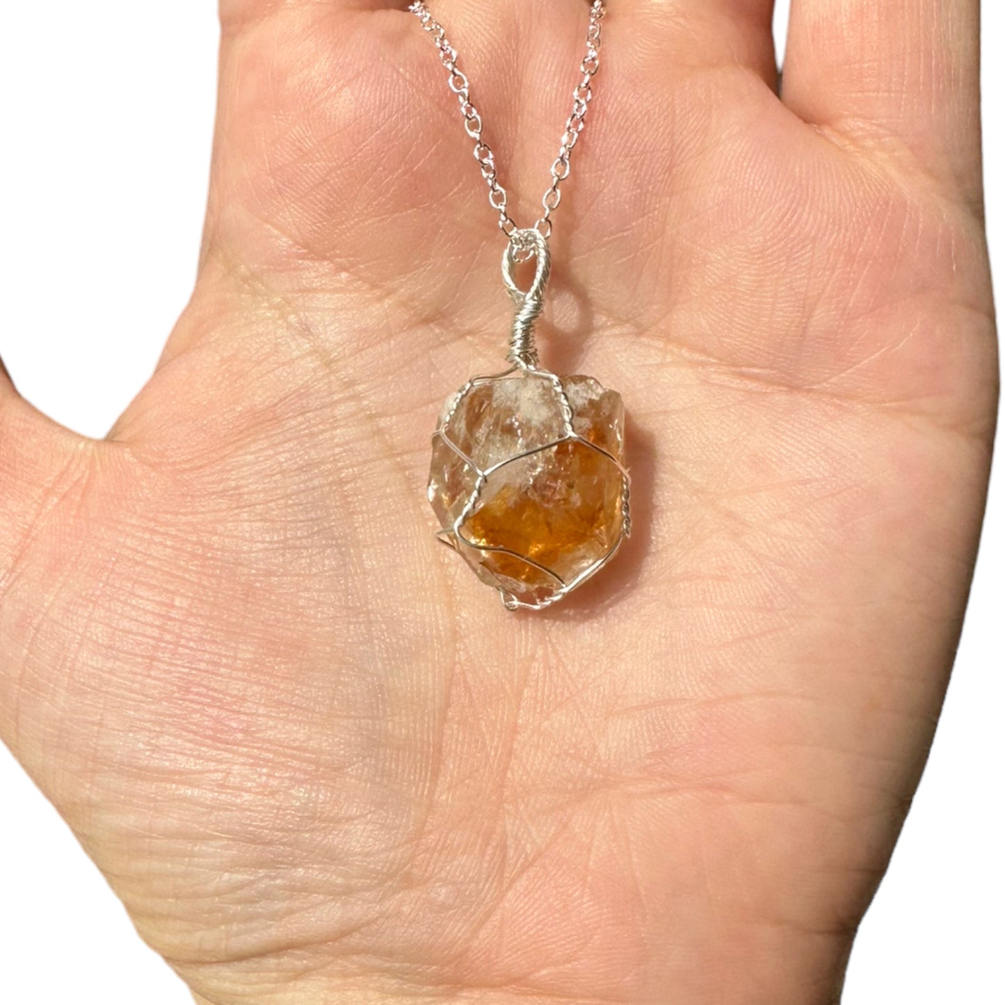 Sterling Silver | 14KT Gold Filled Wire Wrapped Raw Citrine Caged Pendant