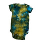 Infant 3-6 Months Teal and Moss Green Scrunch Ice Dye Tie Dye Onesie