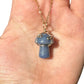 Sterling Silver | 14KT Gold Filled Blue Aventurine Wire Wrapped Mushroom Crystal Pendant