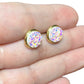 8MM Hypoallergenic White with Multi-Colored Sparkle Druzy Earring Studs