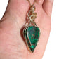 14KT Gold Filled Wire Wrapped Malachite in Copper Crystal Bezel Pendant
