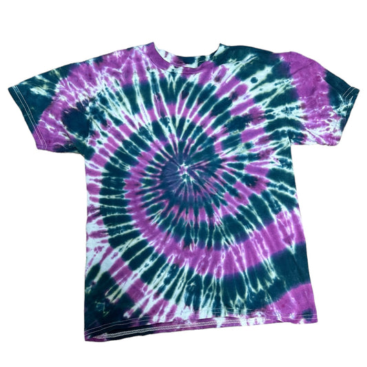 Youth Medium Black and Purple Spiral Ice Dye Tie Dye Shirt
