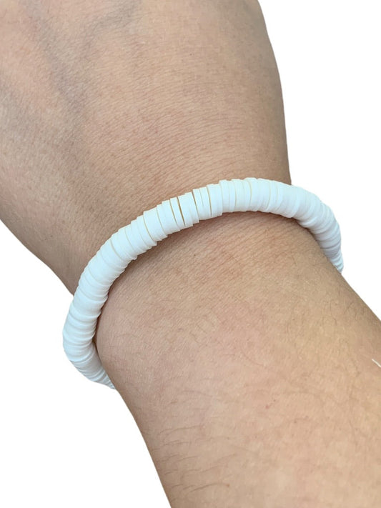 White Polymer Clay Elastic Surfer Bracelet
