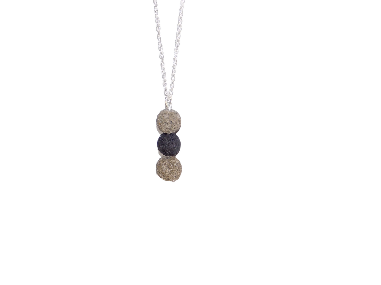 Black/Gray Lava Rock Aromatherapy Essential Oil Diffuser Necklace