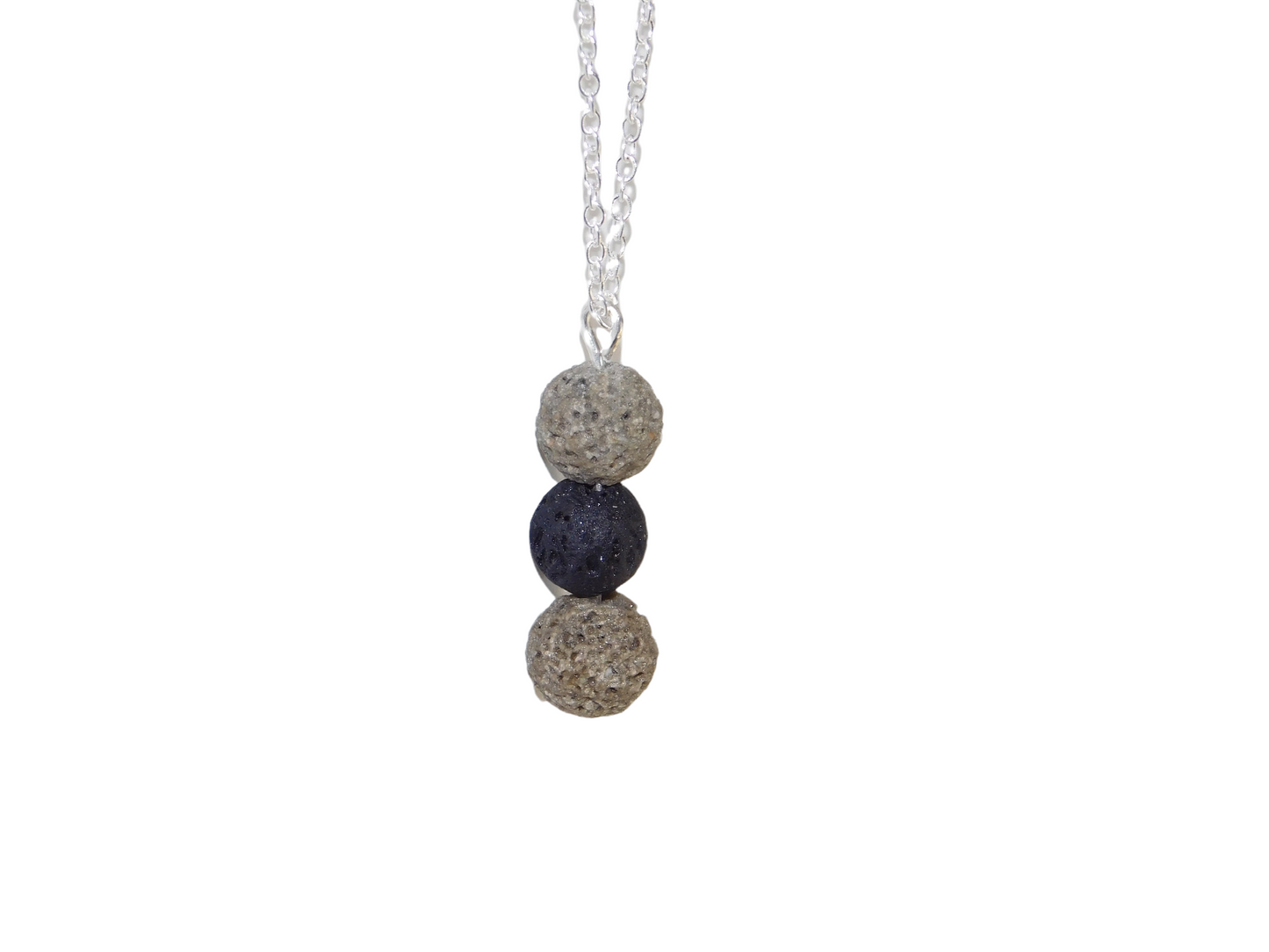 Black/Gray Lava Rock Aromatherapy Essential Oil Diffuser Necklace