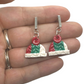 Hypoallergenic Red/Green/White Christmas Beanie Dangle Clay Earrings