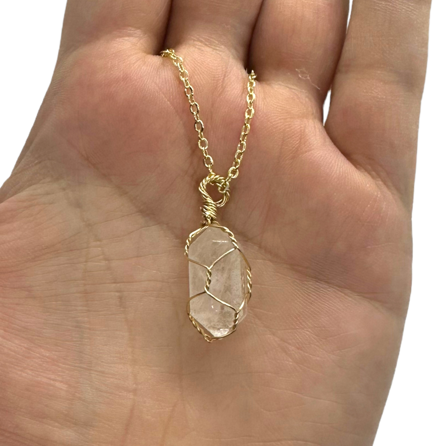 Sterling Silver | 14KT Gold Filled Wire Wrapped Clear Quartz Mini Cage Pendant