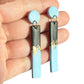 Hypoallergenic Black and Periwinkle with Gold Leaf Rectangle Clay Dangle Earrings