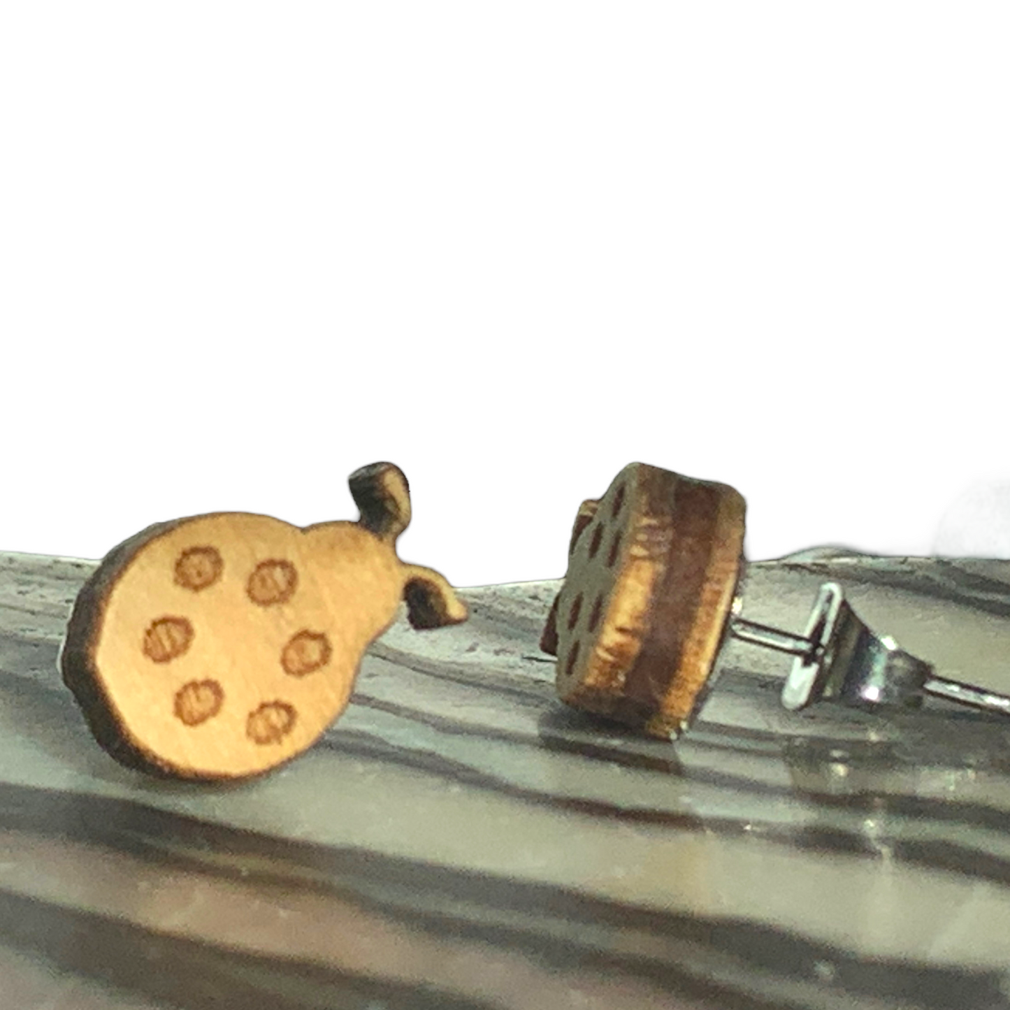 Hypoallergenic Ladybug Laser Engraved Wood Earrings