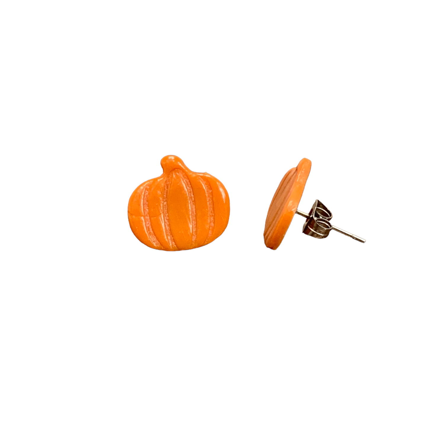 Orange | Purple Hypoallergenic Pumpkin Stud Clay Earrings