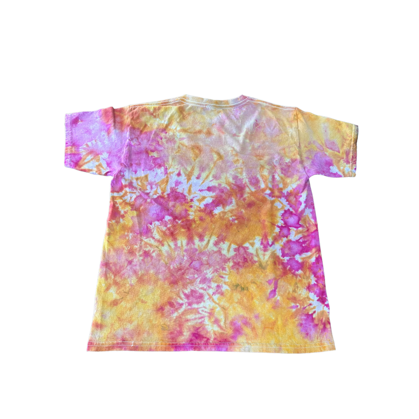Youth Large Yellow Pink and Orange Scrunch Ice Dye Tie Dye