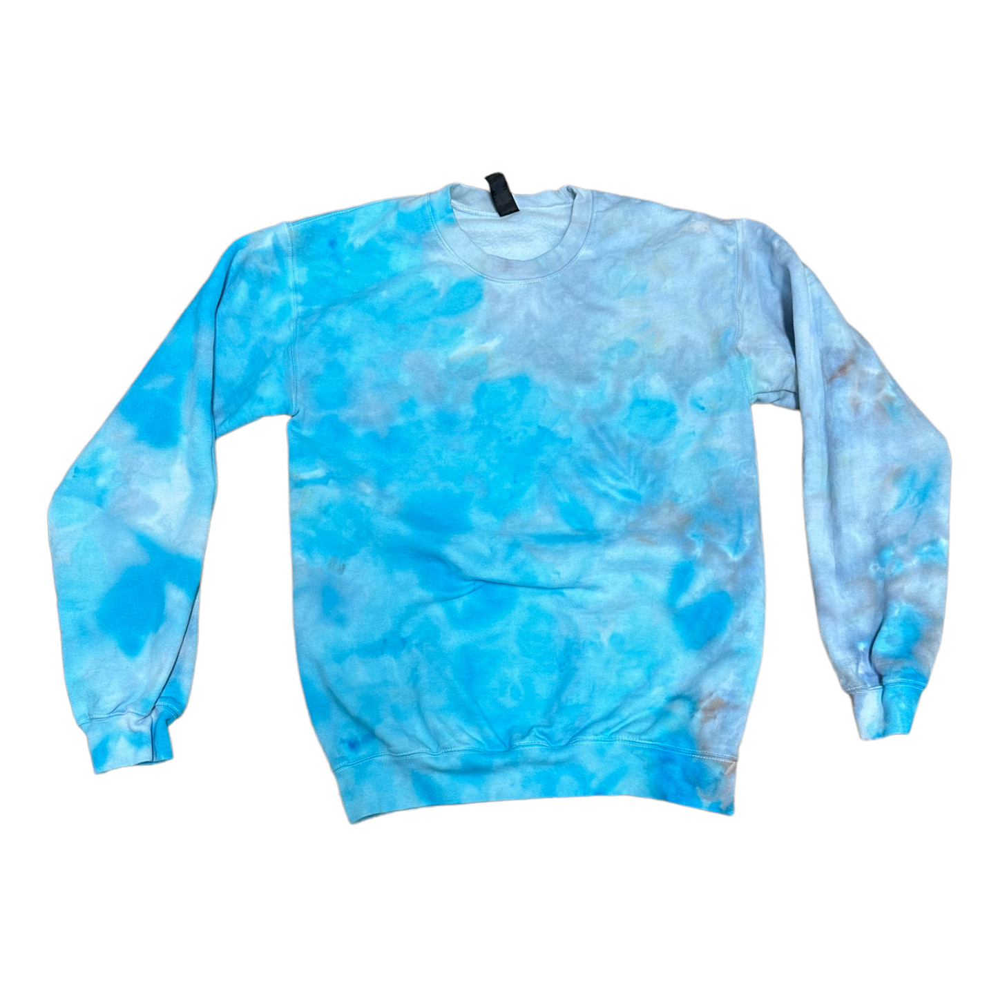 Adult Small Blue and Gray Ice Tie Dye Crewneck Sweater