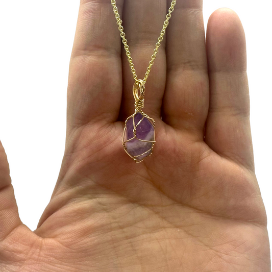 Sterling Silver | 14KT Gold Filled Amethyst Wire Wrapped Mini Cage Pendant