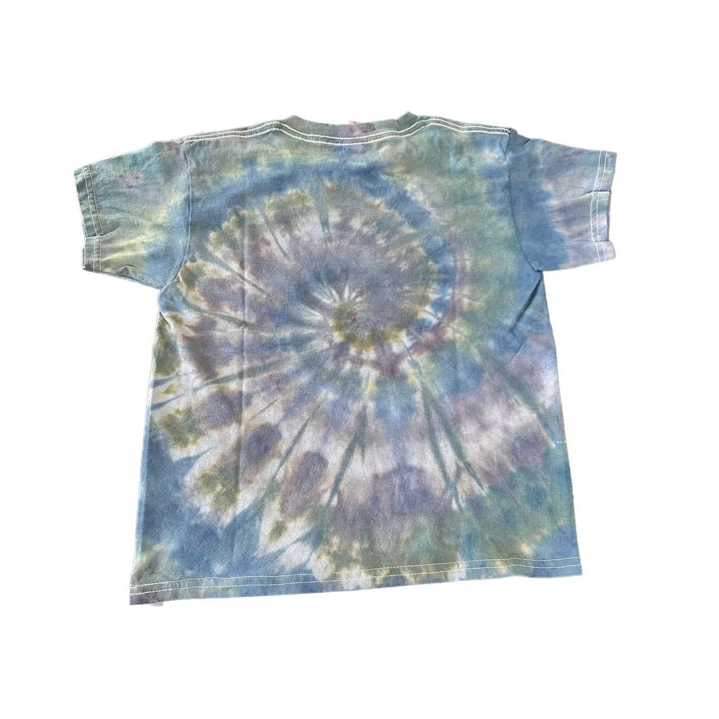 Youth Small Blue Forest Green and Dark Purple Spiral Ice Dye Tie