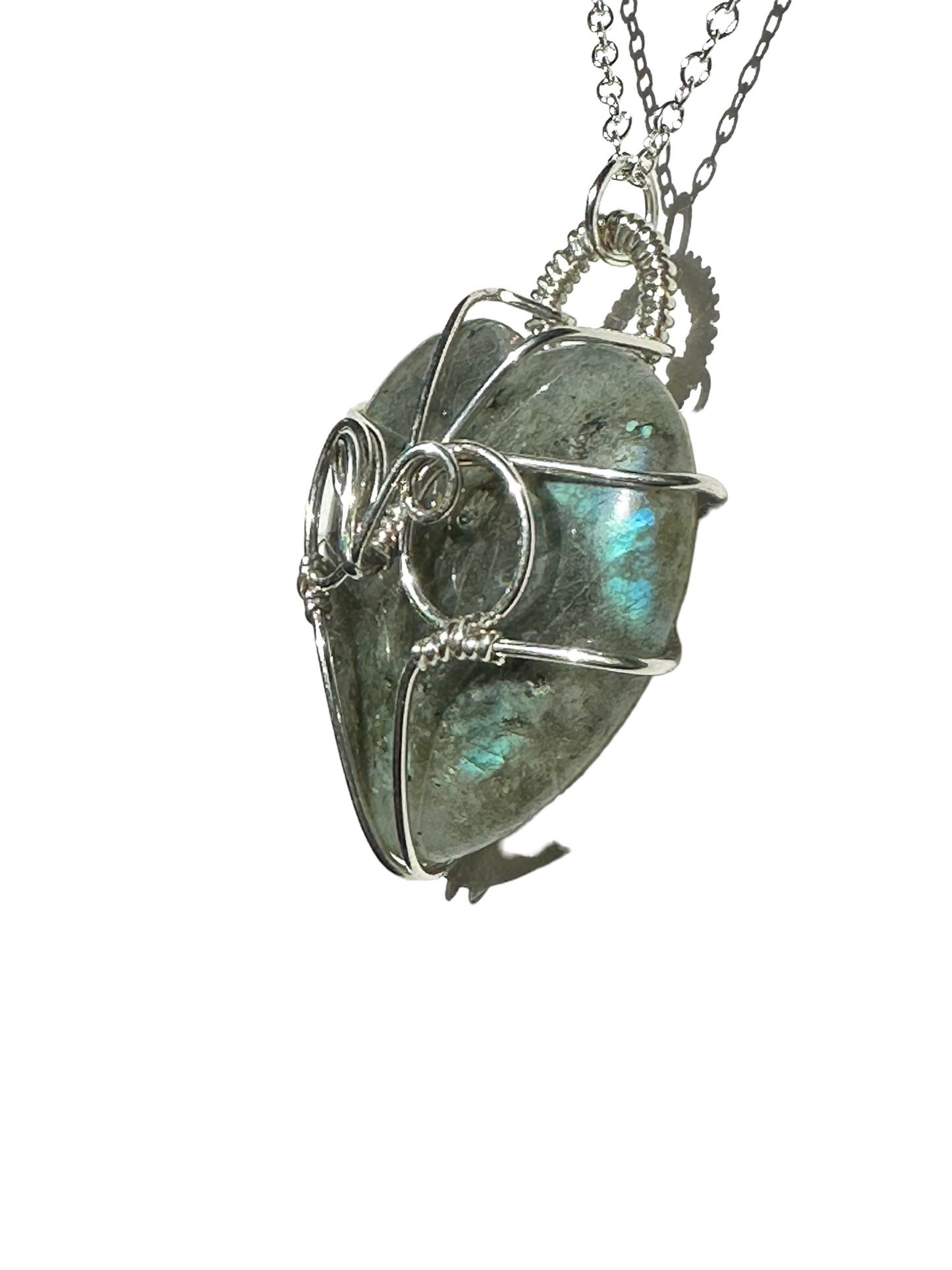 Sterling | 14KT Gold Filled Labradorite Heart Wire Wrapped Owl Pendant