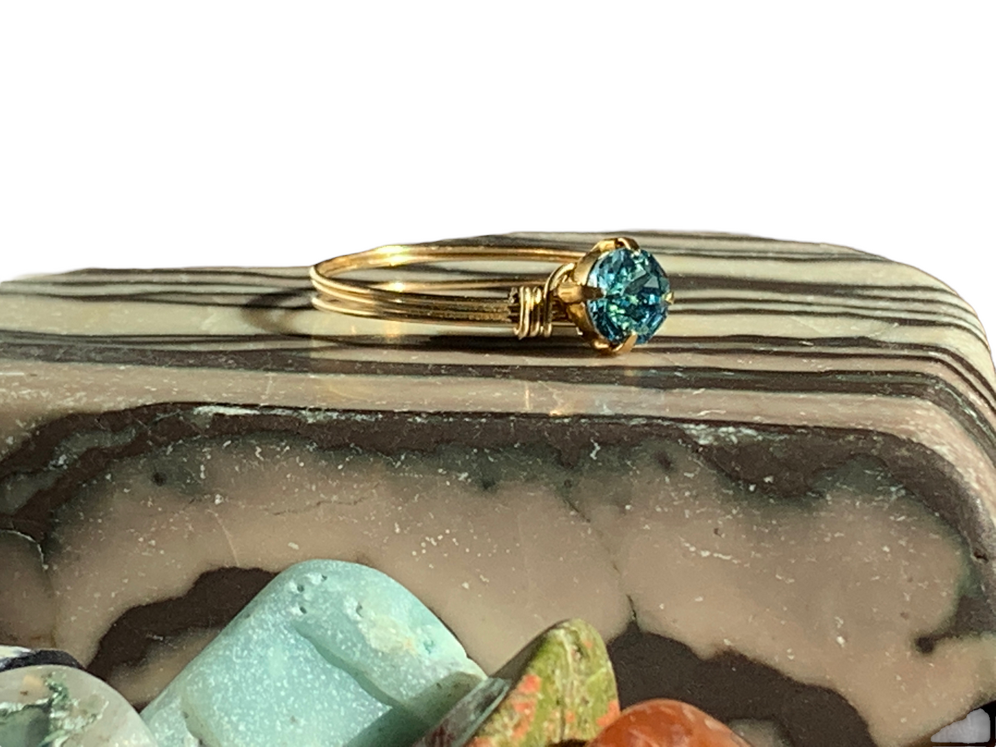 Sterling Silver | 14KT Gold Filled Aquamarine Crystal Ring