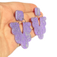 Hypoallergenic Light Purple With Silver Flakes Clay Dangle Earrings
