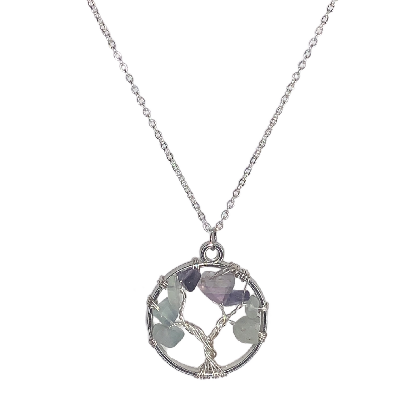 Sterling Silver Crystal Tree of Life and Balance Pendant