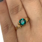Sterling Silver | 14KT Rolled Gold 6MM Emerald Green Crystal Wire Ring